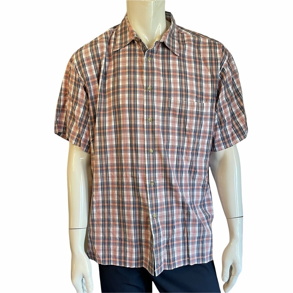 Pendleton Orange Blue Plaid Casual Button Shirt